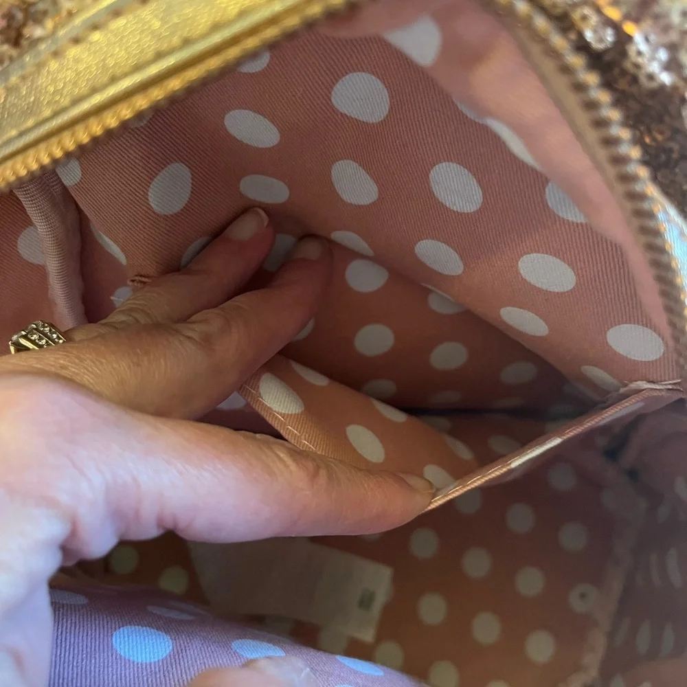 Disney Parks Loungefly Rose Gold Sequined Mini Backpack